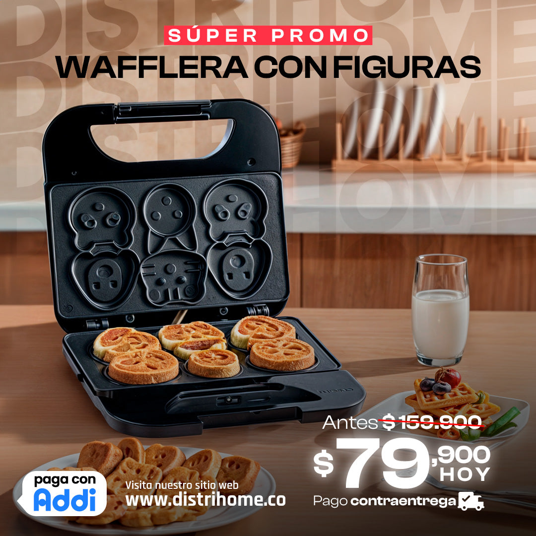 MÁQUINA WAFLERA Y GALLETAS FIGURAS HOGAR